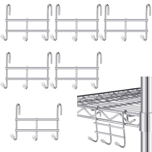 Teenyyou 6 Pack 3 Hook Attachment for Wire Shelving, Chrome - color: Chrome
