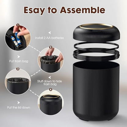 Procade Touchless Trash Can Bathroom,Small Motion Sensor Trashcan with lid - color: Black