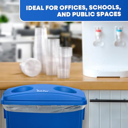 PLASTIC PRINCE Can Bottle Recycling Trash Can Lid with Holes, 23 Gallon Commercial Slim Jim Trash Can Lid Top, Plastic Blue Waste Garbage Can Lid, Outdoor Recycling Bin Lid - style: Lid for Bottles/Cans