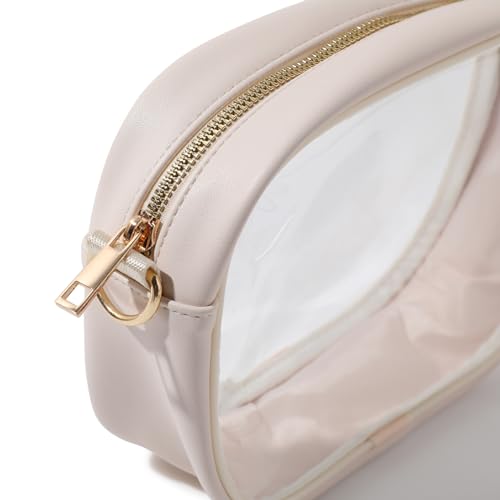 TOBVZOO Clear Bag Stadium Approved, Crossbody Transparent Bag for Concerts Sports Events, Purses for Men & Women - color: Beige