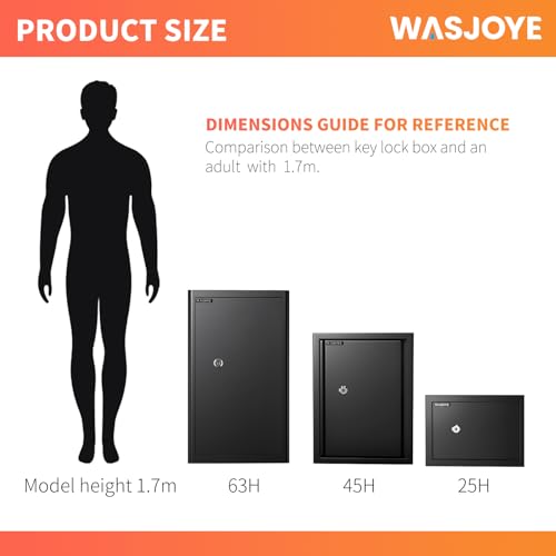 WASJOYE Cabinet Safe with Key for Money, 1.2 Cu Ft Key Lock Box - size: 1.2 Cu Ft Black