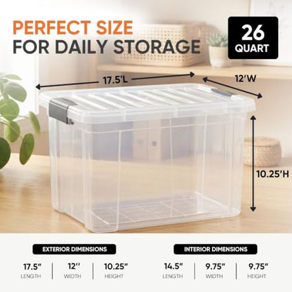 Superio 26.5 Quart Clear Plastic Storage Boxes with Lids, Stackable Organizer Containers, BPA-Free Storage Bins for Home, Office, School & Dorm, 2 Pack - size: 26 Quart
