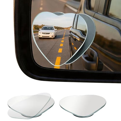 JOYTUTUS Heart Shaped Blind Spot Mirror 2 Pack HD Frameless Convex Glass for Wide Angle View and Safer Lane Changing Compatible with Cars SUVs Trucks RVs Cute & Safe Car Mirror Accessory - size: Heart-shaped