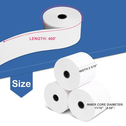 (12 Rolls) 2 5/16" x 400' Thermal Paper Receipt Rolls, Pay At The Pump Gas Station Verifone Rolls for Gas Pump Paper Rolls BPA Free - style: 2 5/16" x 400' Thermal-50Rolls