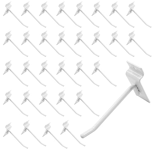 Waziaqoc 32PCS 4Inch White Slatwall Hooks - size: 4 Inch