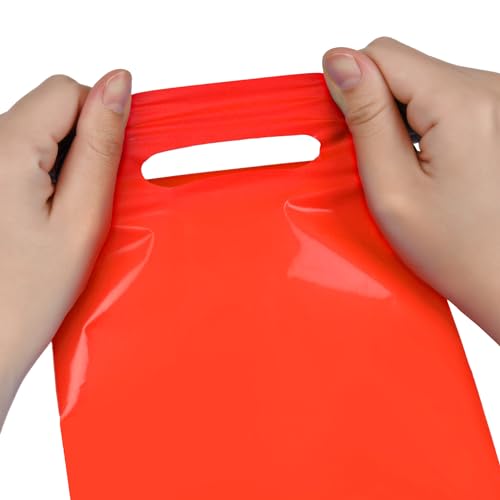 Red 100 PCS Small Gift Bags, 6"x8" Goodie Party Favor Bags with Handle, Treat Retail Pouches for Kids Birthday, Christmas, Small Business - color: Red-100PCS