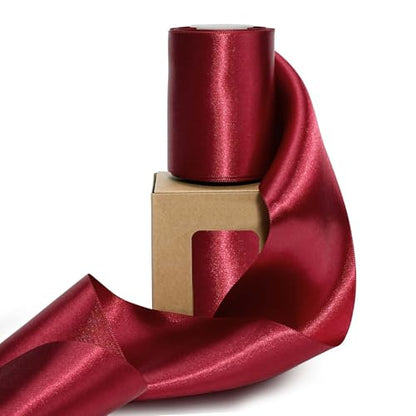 LaRibbons Red Satin Ribbon 3 Inch x 10 Yards Double Faced - color: Burgundy, size: 3" x 10 Yards