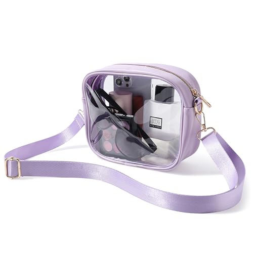 TOBVZOO Clear Bag Stadium Approved, Crossbody Transparent Bag for Concerts Sports Events, Purses for Men & Women - color: Purple