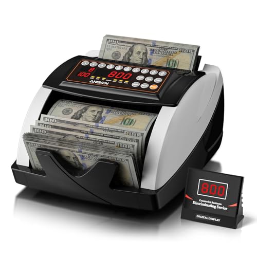 Aneken Money Counter with Value Count, 1300 Bills/Min for USD & EUR - color: White