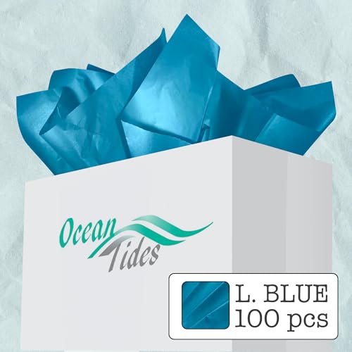 Tissue Paper for Gift Bags - 100 Sheets 14x20in Wrapping Paper, Light Blue - color: Light Blue, size: 100 Count, 14 x 20 in