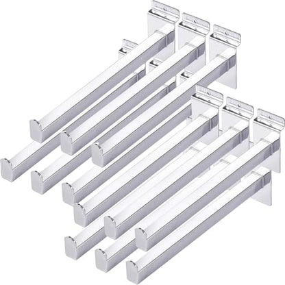 KEILEOHO 12 PCS 10 Inch Slat Wall Hooks, Heavy Duty Slatwall Shelf Brackets, Metal Slatwall Shelves for Panel, Retail and Exhibition Products, Display Item & Products for Room Garage - size: 12 PCS