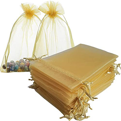5x7 Inch Sheer Organza Mesh Drawstring Gift Bags Gold Pack of 50 - color: Gold 5x7 Inches Pack of 50