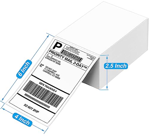 4x6 Direct Thermal Shipping Labels, 2000 Labels/4 Stacks (500 Labels Per Stack), Perforated and Strong Adhesive Thermal Printer Label, Compatible with Zebra, Nelko, Rollo, MUNBYN