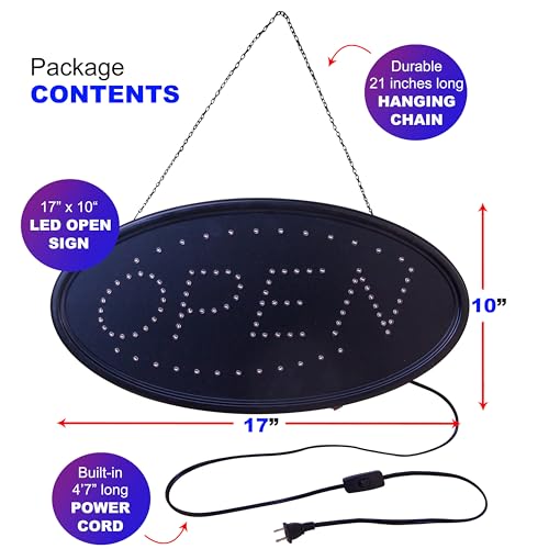 Open Sign for Business, Bright Oval Neon-Style LED Sign