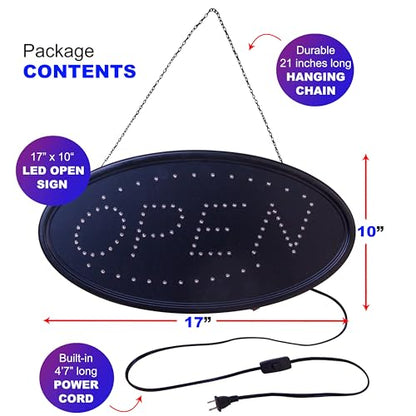 Open Sign for Business, Bright Oval Neon-Style LED Sign