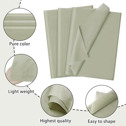 120 Sheets 14 x 20 Inch Sage Green Tissue Paper for Gift Bag - color: Sage Green