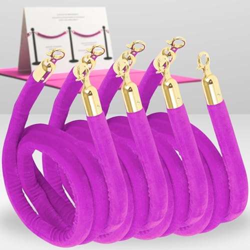 4 PCS Pink Purple Velvet Rope - 5 Ft Barrier for Parties Crowd Crowd Control Ropes Control Hanging Stanchion Rope for Ceremonies Queue Line for Safe - color: Pink Purple