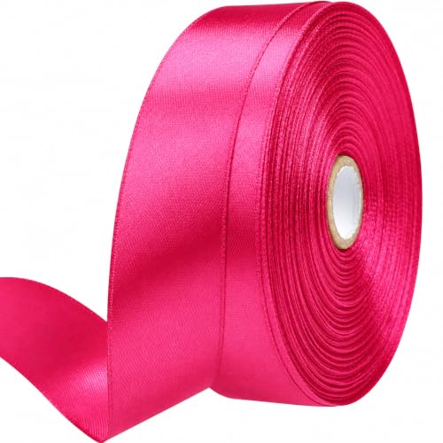 1 Inch Magenta Satin Ribbon 50 Yards Single Face Polyester - color: Magenta, size: 1 inch