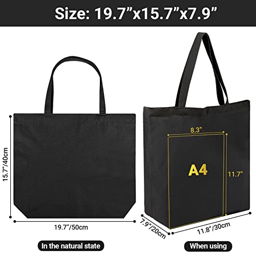 Segarty Canvas Tote Bag Bulk, 6 Pack 20x15.7 Canvas Bags for Women, Reusable Totes Aesthetic with Blank Natural Cotton Cloth for DIY, Grocery Shopping, Beach, Travel，Gift - size: 19.7"x15.7"x7.9", style: Black_6pcs