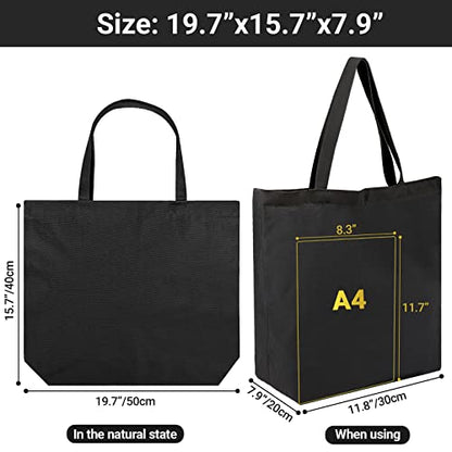 Segarty Canvas Tote Bag Bulk, 6 Pack 20x15.7 Canvas Bags for Women, Reusable Totes Aesthetic with Blank Natural Cotton Cloth for DIY, Grocery Shopping, Beach, Travel，Gift - size: 19.7"x15.7"x7.9", style: Black_6pcs