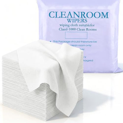 100 Pcs Cleanroom Cloth Wipes Microfiber Lint Free Cloth Disposable Clean Cloths Laser Sealed Edge for Lab Semiconductor Industries and Printing (9 x 9 Inches) - size: 9 x 9 Inches