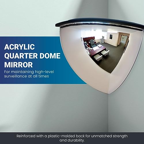 18" Acrylic Quarter Dome Mirror With Plastic Back, Round Indoor Security for Driveway Safety Spots, Outdoor Warehouse Side View, Circular Wall for Office Use (DPB1814) - size: 18"L x 18"W