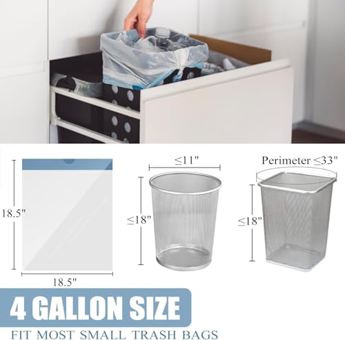 Small Trash Bags 4 Gallon - 150 Count Drawstring 4 Gallon Trash Bag, Tear-Free 4 Gal Small Garbage Bags for Office Bedroom Bathroom Trash Bags, Unscented White 4 Gal Trash Can Liners - size: 4 Gallon - 150 Count