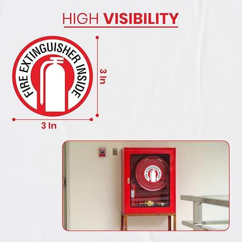 15 x Fire Extinguisher Inside Sticker | 3 x 3 Inch Vinyl Fire Extinguisher Inside Sign | UV-resistant Fire Extinguisher Sticker | Fire Extinguisher Signs for Business