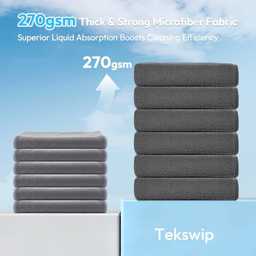 Microfiber Cleaning Cloth, Gray, 12 Pack, 12" x 12" - color: Gray