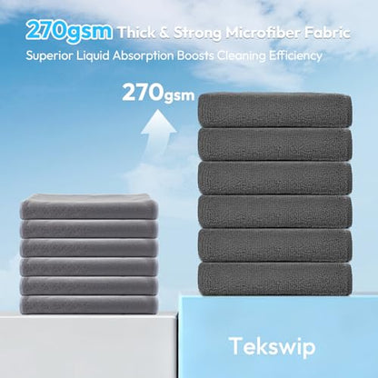 Microfiber Cleaning Cloth, Gray, 12 Pack, 12" x 12" - color: Gray