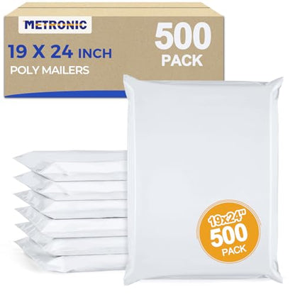 Metronic Poly Mailers 19x24 500PC Large Shipping Bags for Business White - color: White, size: 19x24 500PC