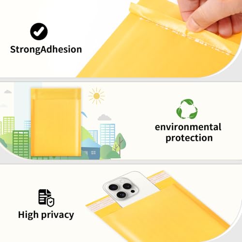 105Pack Yellow 3.5x5in Kraft Bubble Mailers Small Business Mailing Packages Self-Sealing Paper Envelopes, Mailer Shipping Padded Envelopes with Strong Adhesion for Jewelry Makeup Supplies - size: 3.5x5-105pcs