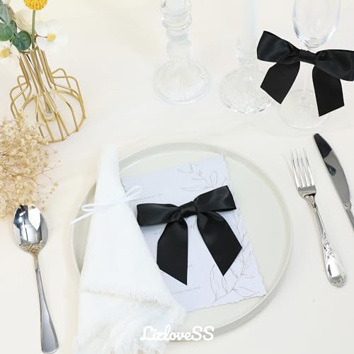 Black Satin Ribbon Twist Tie Bows, 5 Inch, 36 Pack - color: Black