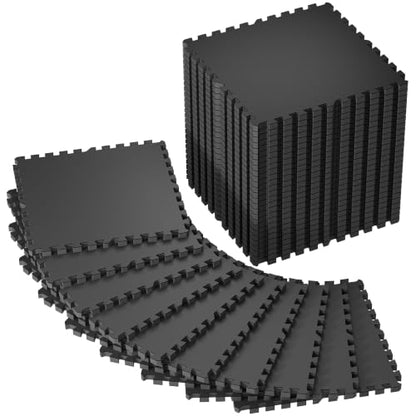 SUPERJARE 0.79'' Extra-Thick 36 Pcs 144 Sq Ft Exercise Equipment Mats - color: Black, size: 36 Tiles (144 Sq Ft)