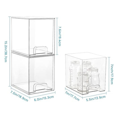 Vtopmart Clear Stackable Storage Drawers, 4 Pack Tall Plastic Organizers - style: High-4pack-Clear