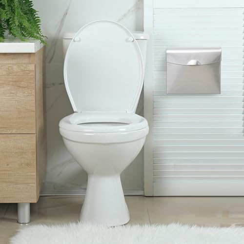 Tioncy 8 Pcs Sanitary Napkin Disposal Receptacle Wall Mount, Silvery White