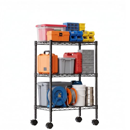 DUMOS 3-Tier Metal Storage Shelves, Shelving Unit, Storage Rack, 23" W - size: 3 Tiers