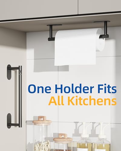 RUACQ Paper Towel Holder Under Cabinet, Stainless Steel, Matte Black - color: Matte Black, size: Standard - Oval