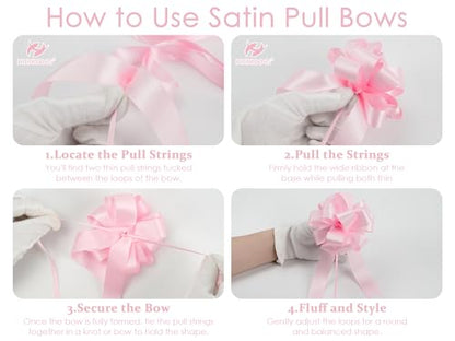 HUIHUANG Pink Bows for Gift Wrapping 12 PCS Light Pink Satin Pull Gift Bows - color: Pink, size: 1 Pack (12 bows, 4 in x 8 in)