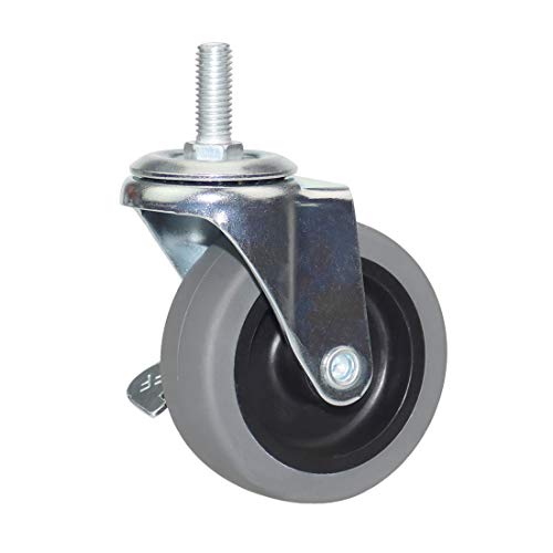 Caster Wheels, 3 Inch Heavy Duty Casters Threaded Stem Casters No Noise Swivel Casters Set of 4 Locking Castor Wheels for Funiture, Workbench, Carts (3 Inch, Metric Size M10-1.50×25mm) - style: M10-1.50×25mm