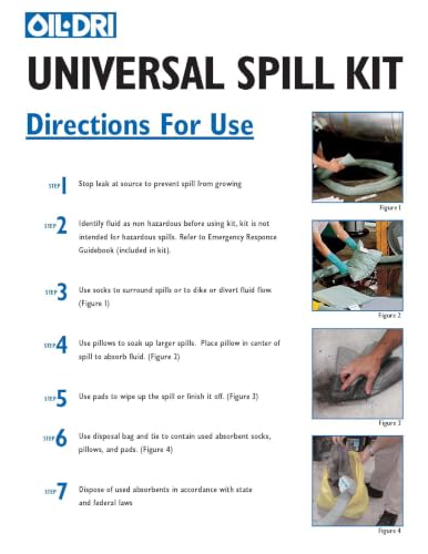 Oil-Dri L90435 Compact Universal 5-Gallon Bucket Spill Kit, 5-Gallon Maximum Absorption Capacity