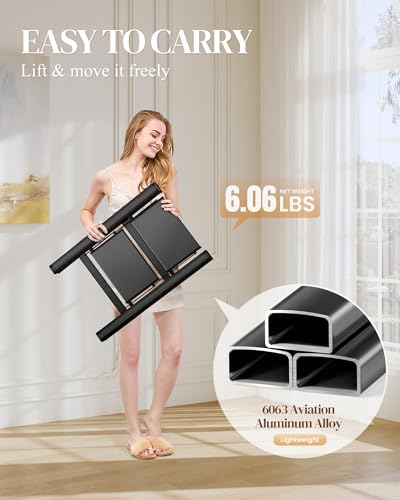 2 Step Ladder, Foldable Aluminum Step Stool with Anti-Slip Pedal - color: Black, size: 2 Step