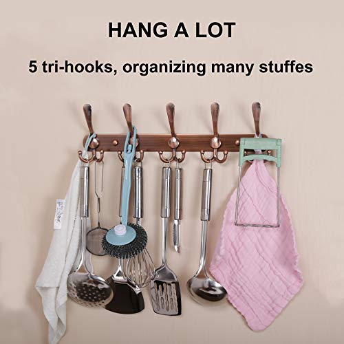 Dseap Coat Rack Wall Mounted - 5 Tri Hooks, Heavy Duty, Stainless Steel, Metal Coat Hook Rail for Coat Hat Towel Purse Robes Mudroom Bathroom Entryway,Chromed - color: Chrome Finish, size: L=16" (1 Pcs)