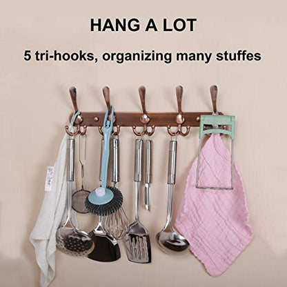Dseap Coat Rack Wall Mounted - 5 Tri Hooks, Heavy Duty, Stainless Steel, Metal Coat Hook Rail for Coat Hat Towel Purse Robes Mudroom Bathroom Entryway,Chromed - color: Chrome Finish, size: L=16" (1 Pcs)