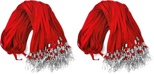 Beebel Lanyards 200 Pack Red Lanyards with Swivel Hook Clips for ID Name Badge Holder - color: Red, size: 200 Pack
