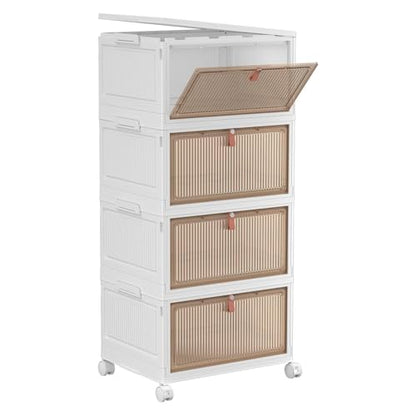 YFXCVSL 4 Tier Plastic Storage Bins with Lid 32QT, Stackable Storage Bins - size: 4-Tier 32QT