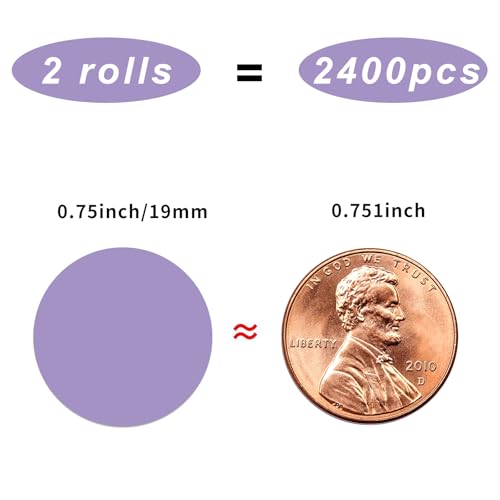 Dot Stickers,Pack of 2400 Round Color Coding Circle Dots Stickers Labels (3/4",Purple) - color: Purple, size: 0.75 inch-2 rolls