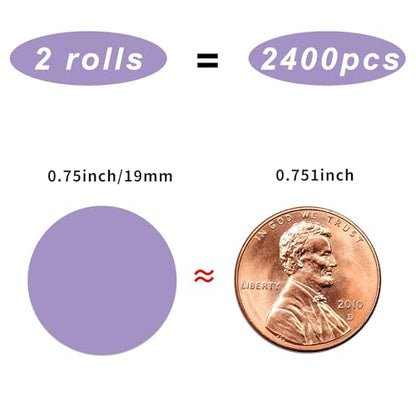 Dot Stickers,Pack of 2400 Round Color Coding Circle Dots Stickers Labels (3/4",Purple) - color: Purple, size: 0.75 inch-2 rolls