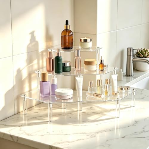 Gonice Acrylic Display Riser, 3 Tier Clear Perfume Organizer - size: 3 tier