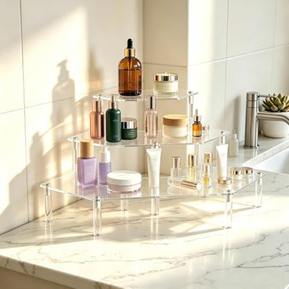 Gonice Acrylic Display Riser, 3 Tier Clear Perfume Organizer - size: 3 tier